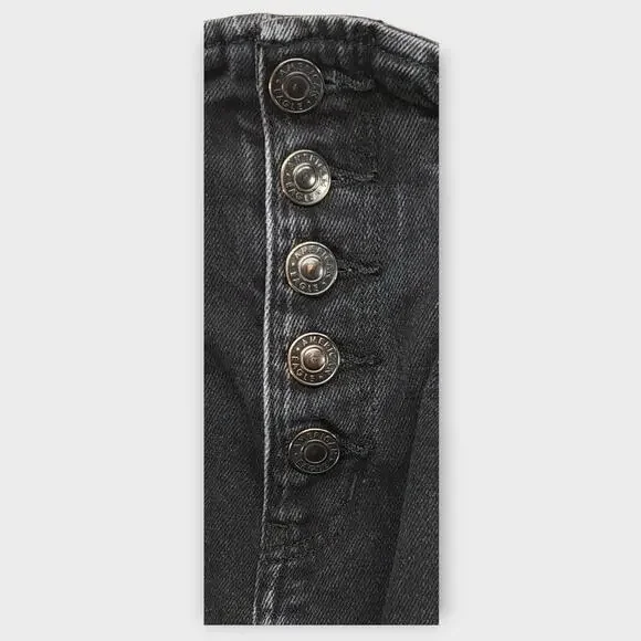 Womens American Eagle Mom Short Button Fly Black Shorts Size 0 - Picture 2 of 6